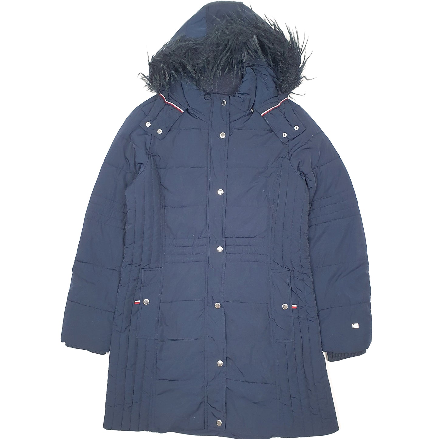 Womens Navy Tommy Hilfiger Hoodie Longline Trench  Coat