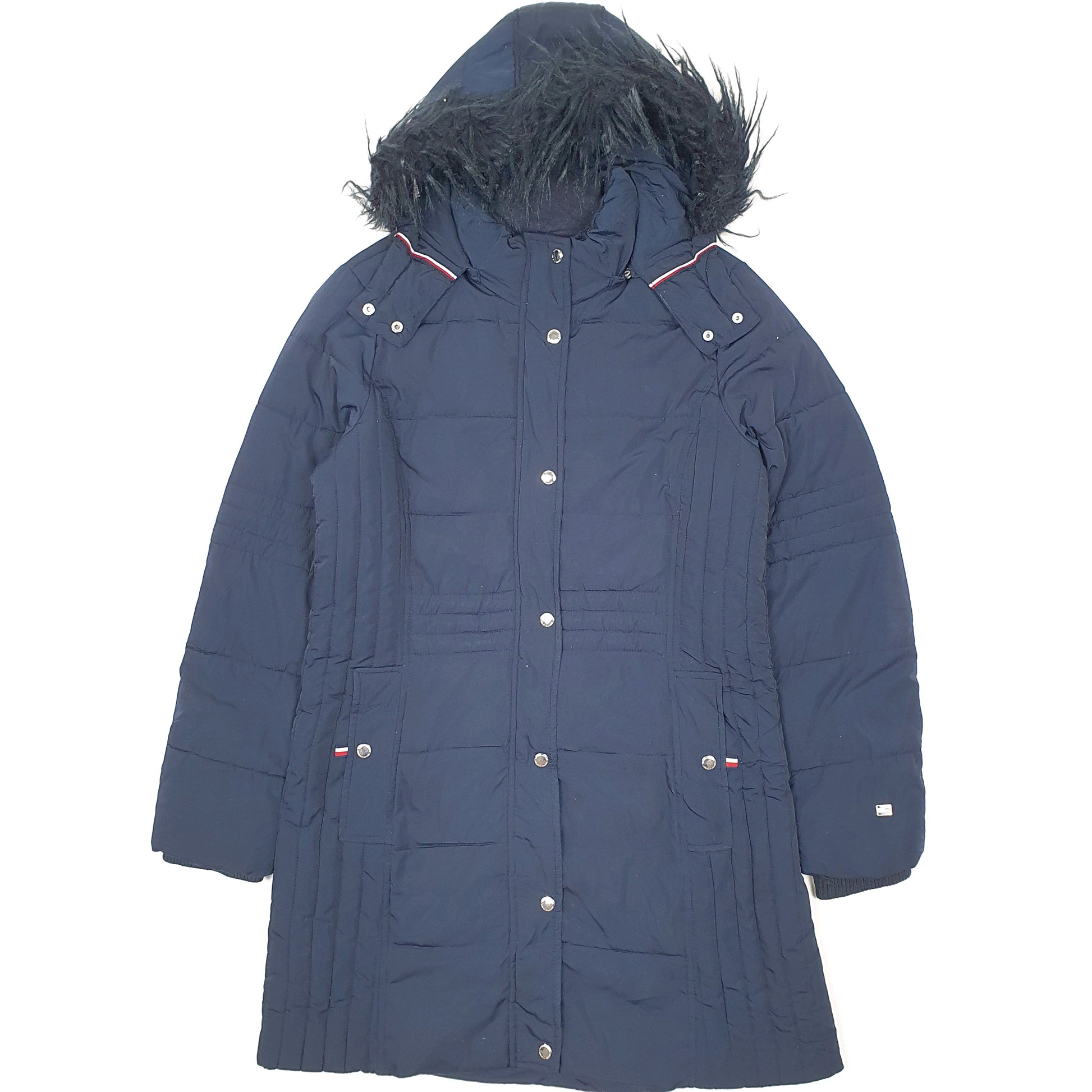 Womens Navy Tommy Hilfiger Hoodie Longline Trench  Coat