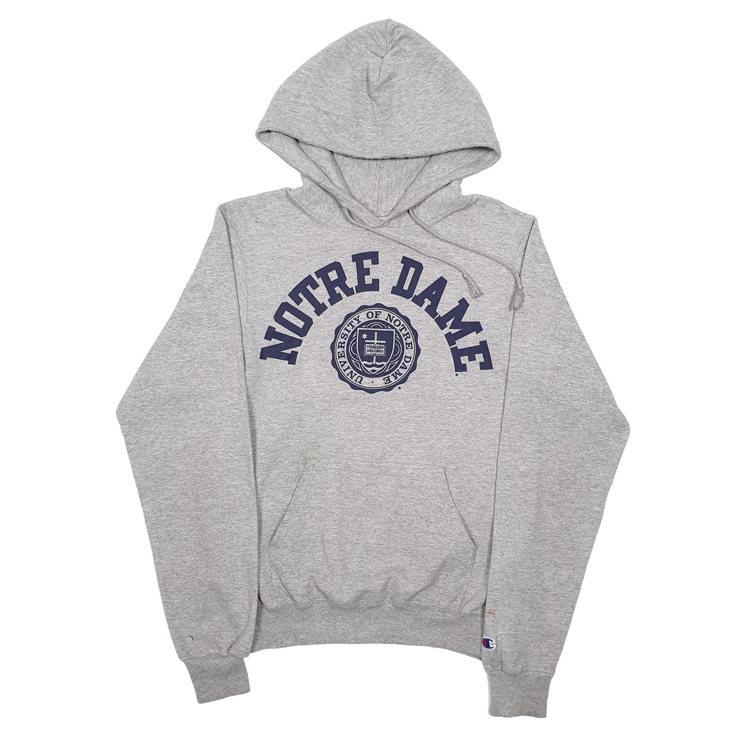 Mens Grey Champion Notre Dame USA College Hoodie Jumper