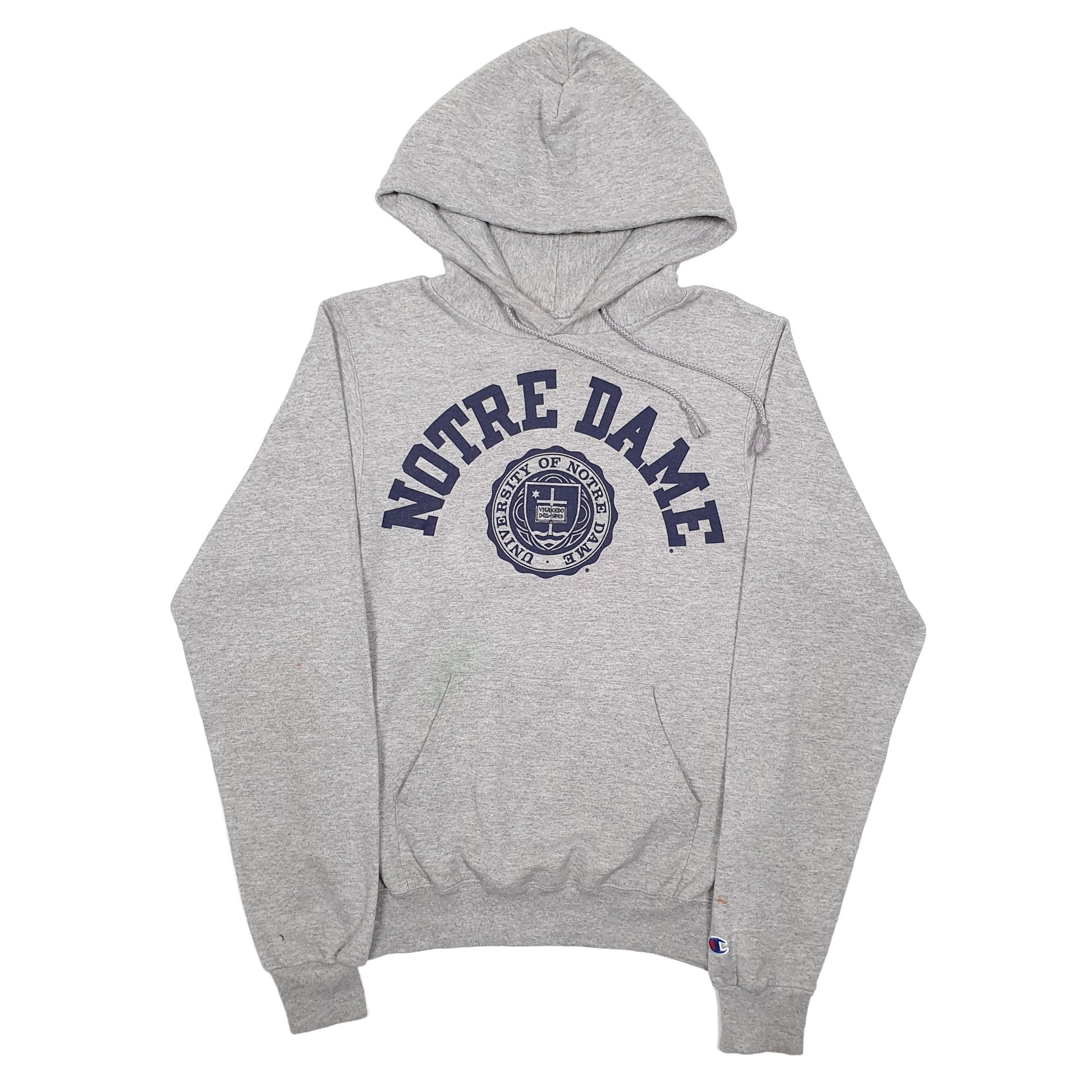 Mens Grey Champion Notre Dame USA College Hoodie Jumper