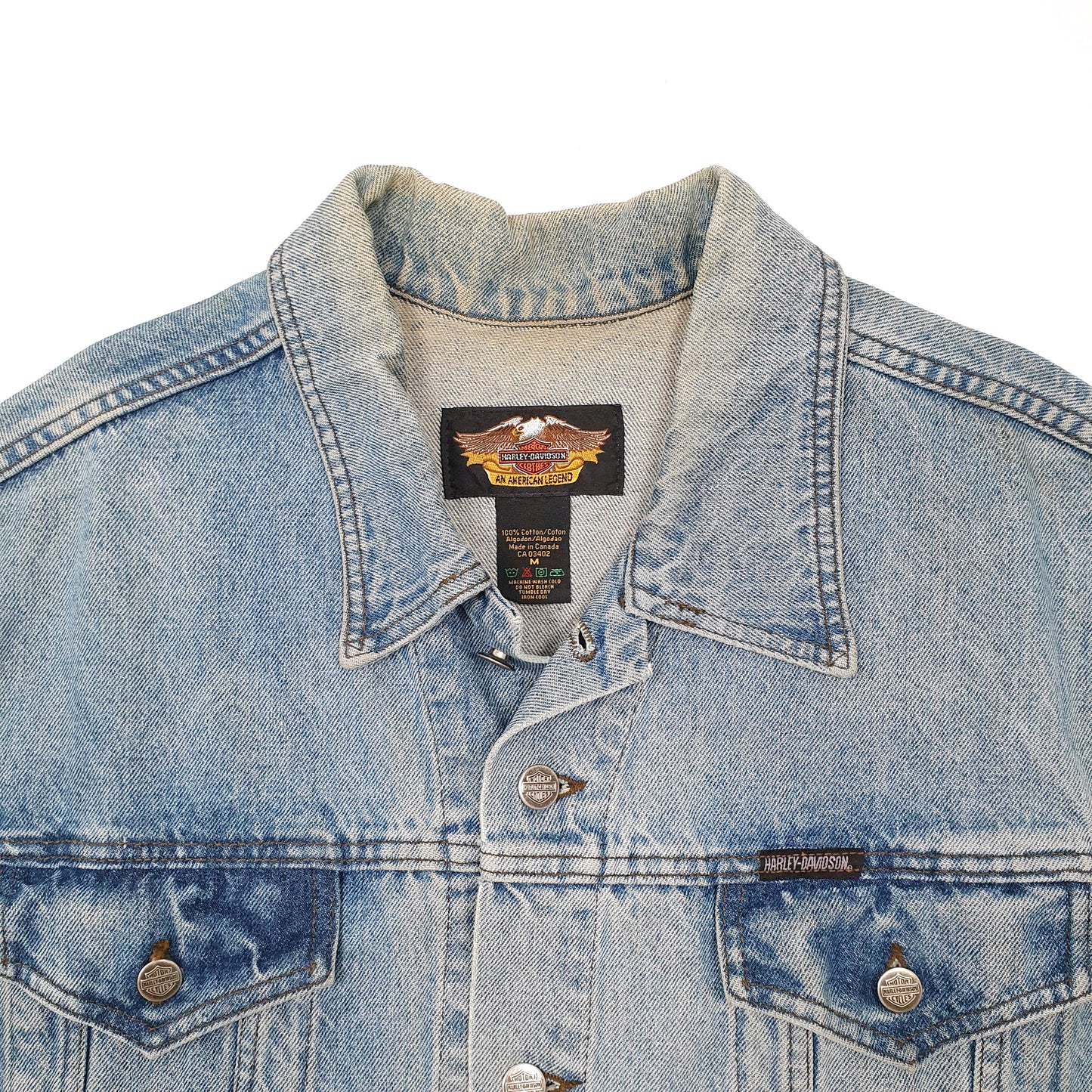 Mens Blue Harley Davidson Motorcycles Patch Gilet Vest Trucker Denim Jacket Coat