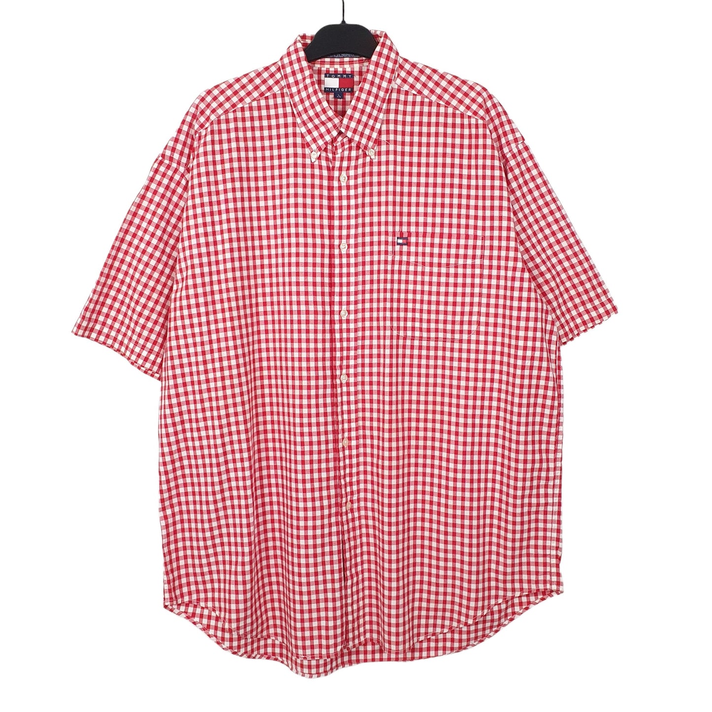 Tommy Hilfiger Short Sleeve Regular Fit Check Shirt Red