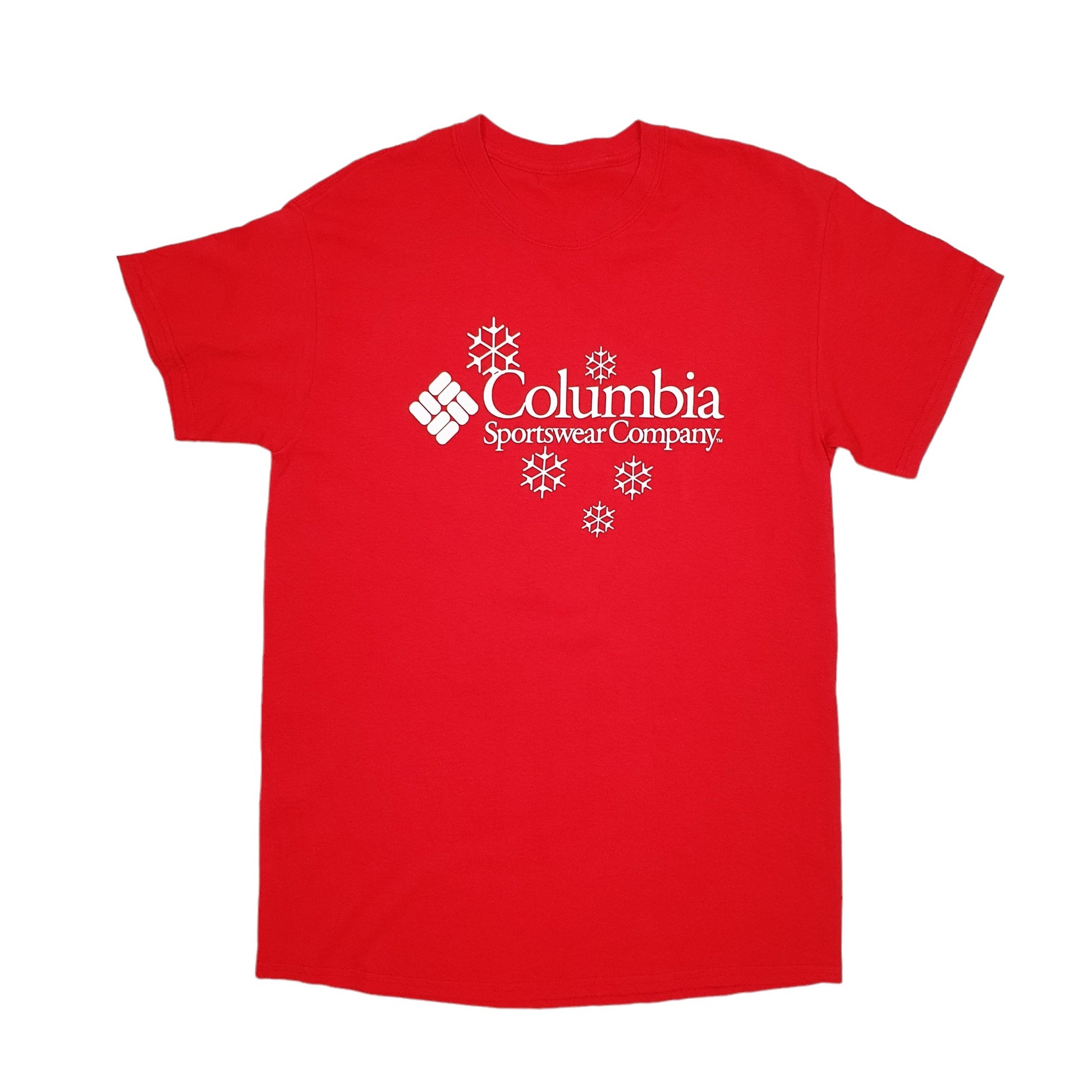 Mens Red Columbia Sportswear Staff Christmas Short Sleeve T Shirt