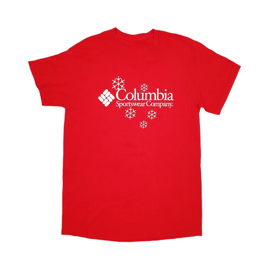 Mens Red Columbia Sportswear Staff Christmas Short Sleeve T Shirt