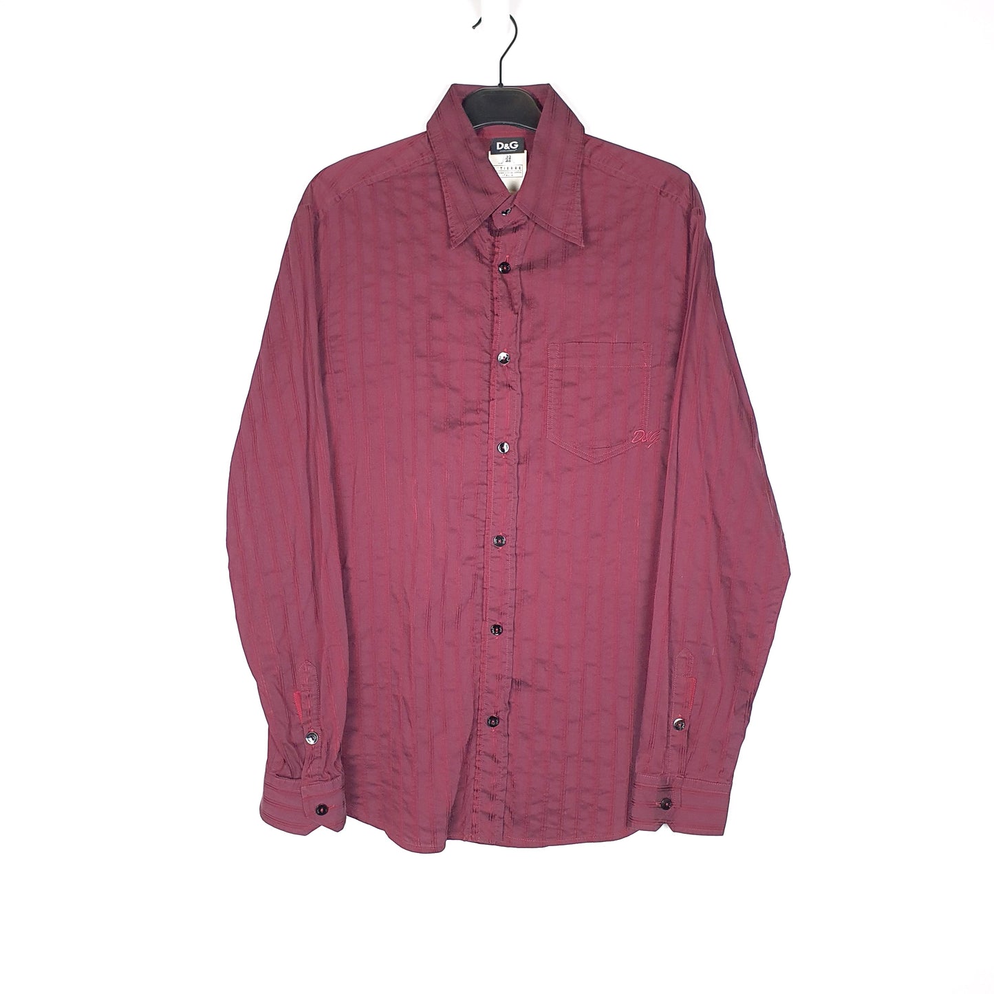 Dolce & Gabbana Long Sleeve Regular Fit Striped Shirt Burgundy