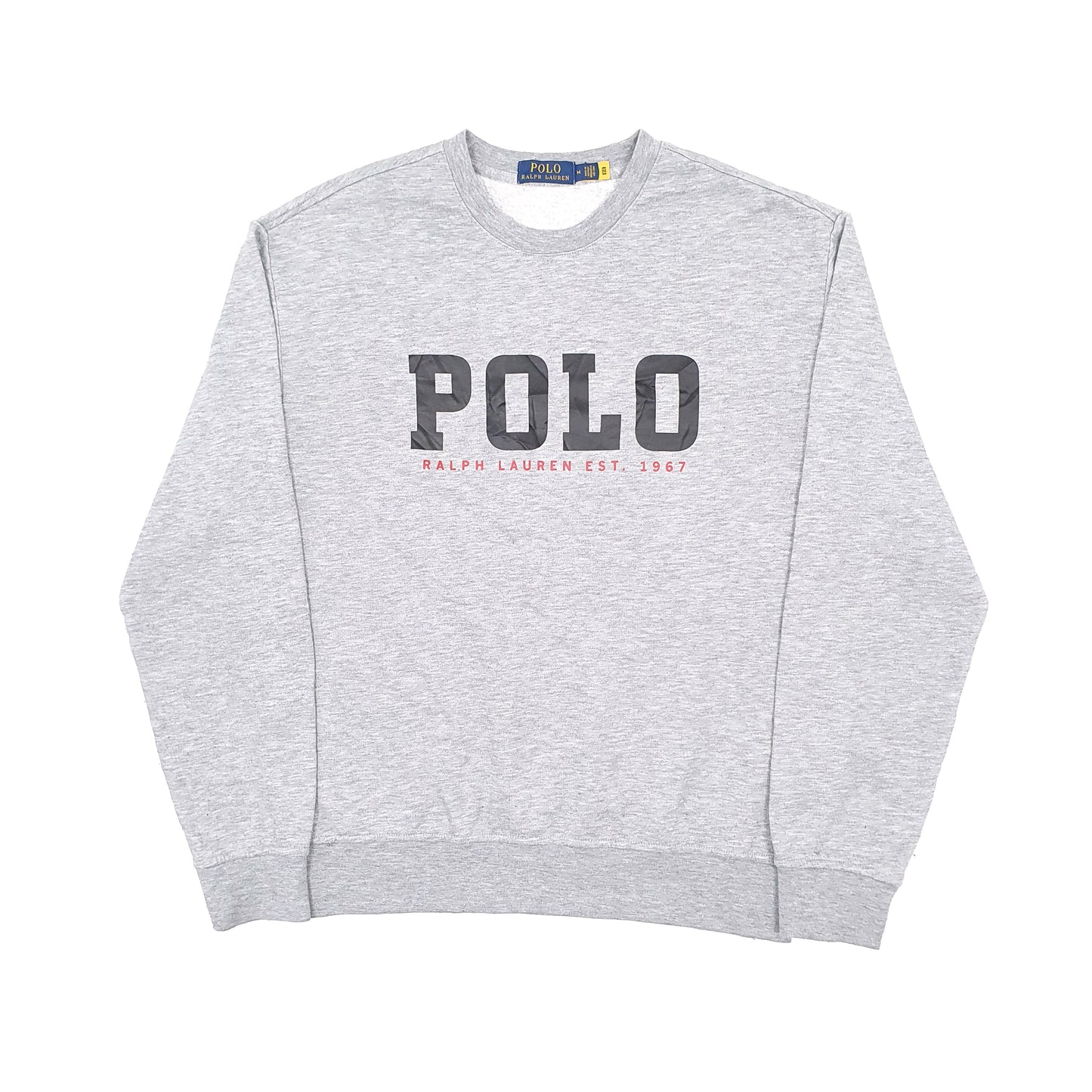 Mens Grey Polo Ralph Lauren Spellout Crewneck Jumper