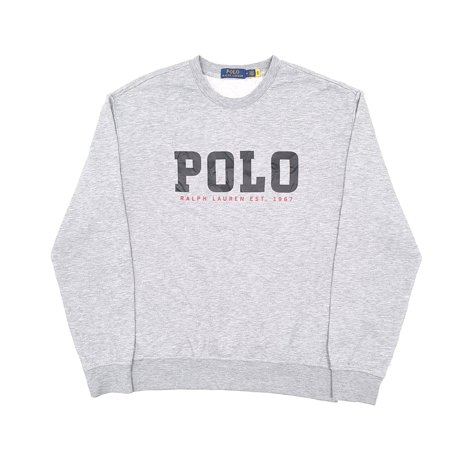 Mens Grey Polo Ralph Lauren Spellout Crewneck Jumper