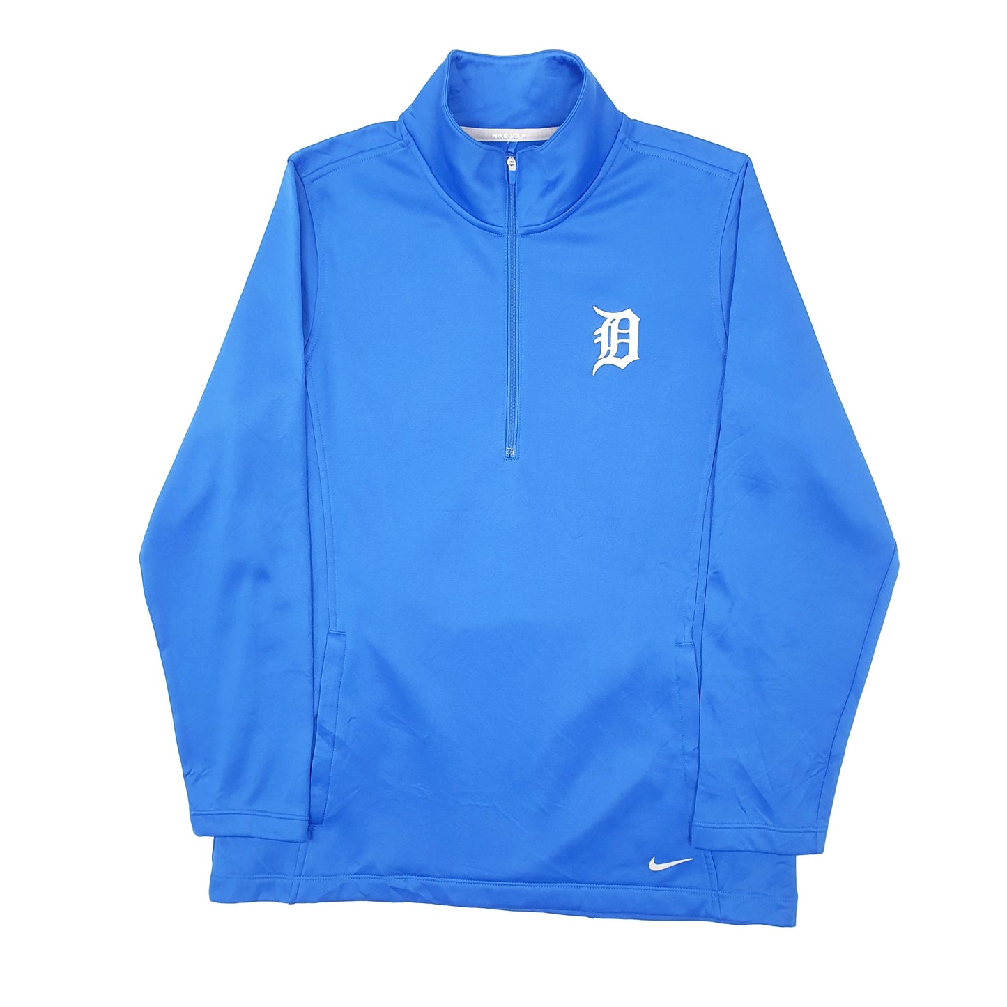 Womens Blue Nike Performance Detroit Tigers MLB Baseball Quarter Zip Jumper