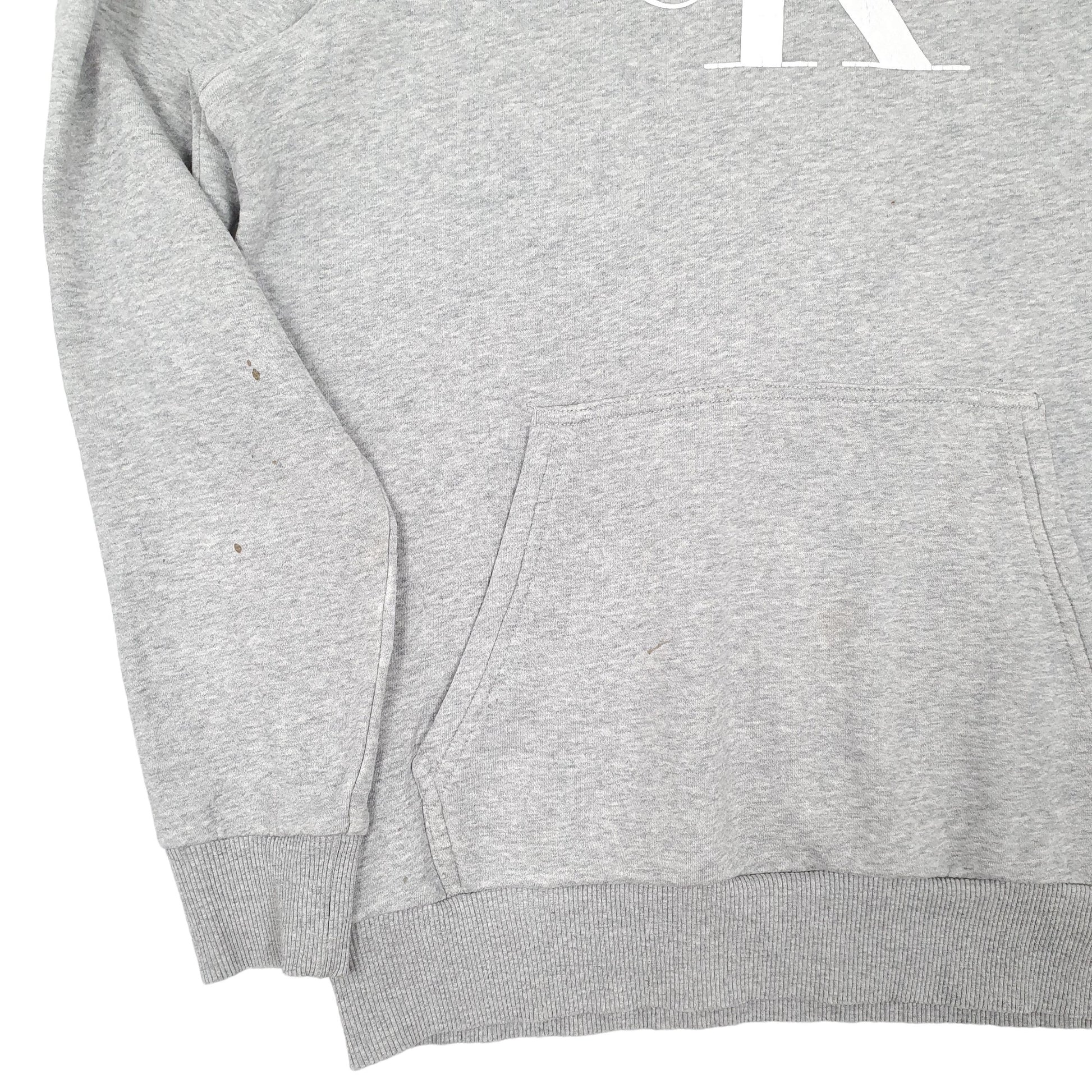 Mens Grey Calvin Klein Spellout Hoodie Jumper