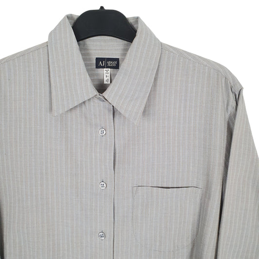 Armani Long Sleeve Regular Fit Striped Shirt Grey