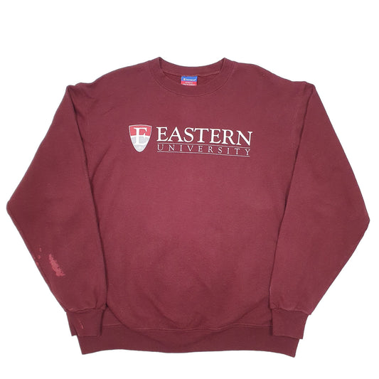 Mens Burgundy Champion Eastern University Crewneck Jumper