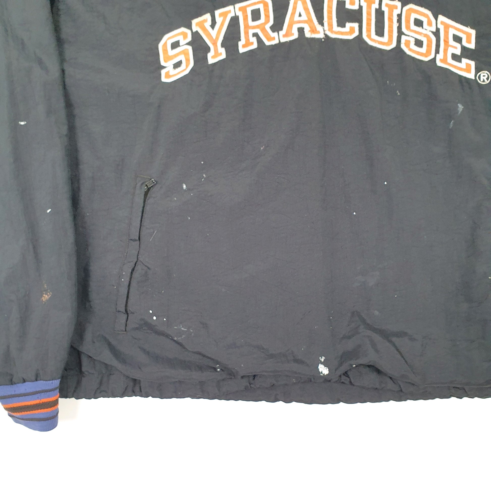Mens Black Champion USA College Syracuse Sport Vintage 1990s Windbreaker Coat