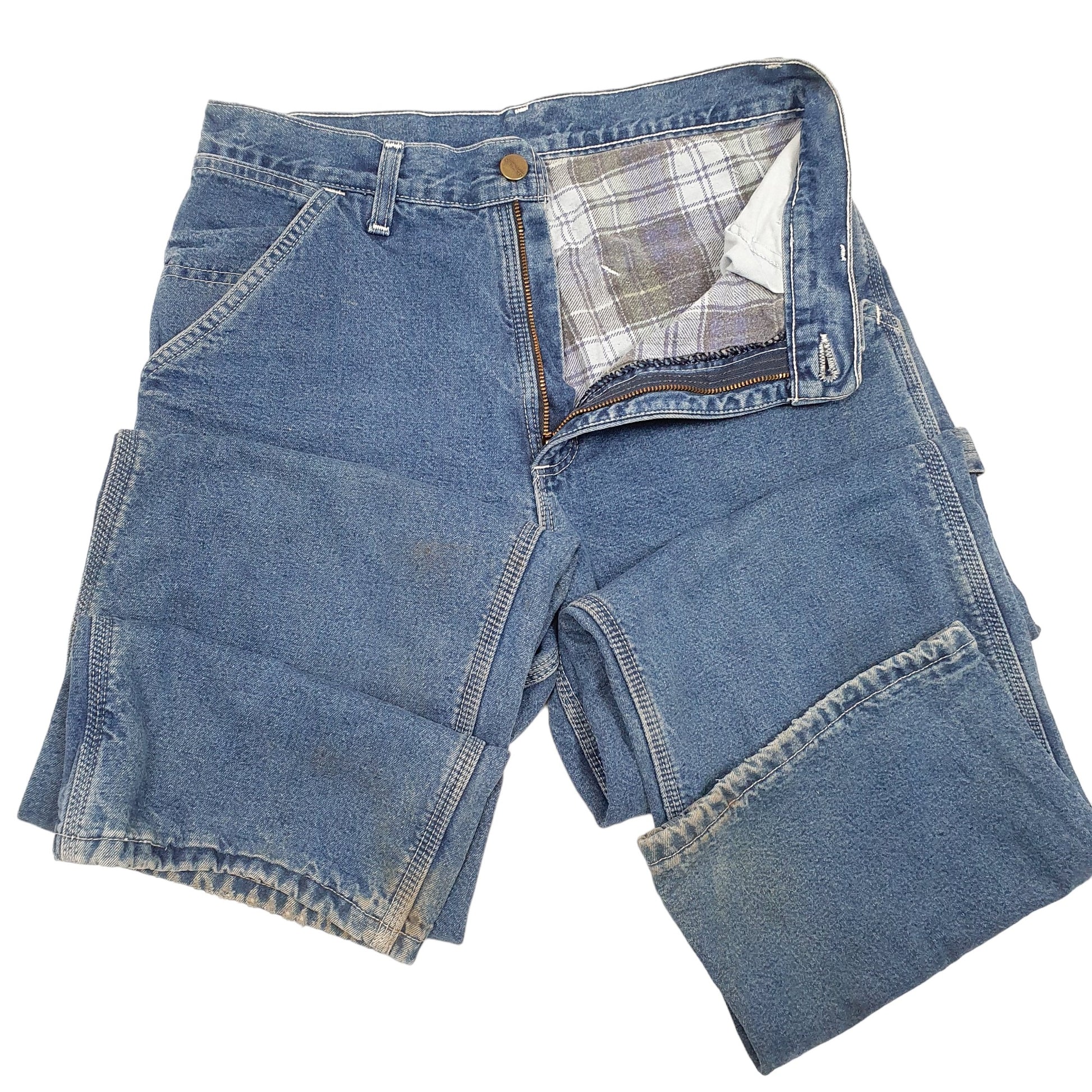 Mens Blue Carhartt Vintage lined Made In USA Thermal Carpenter JeansW30 L30