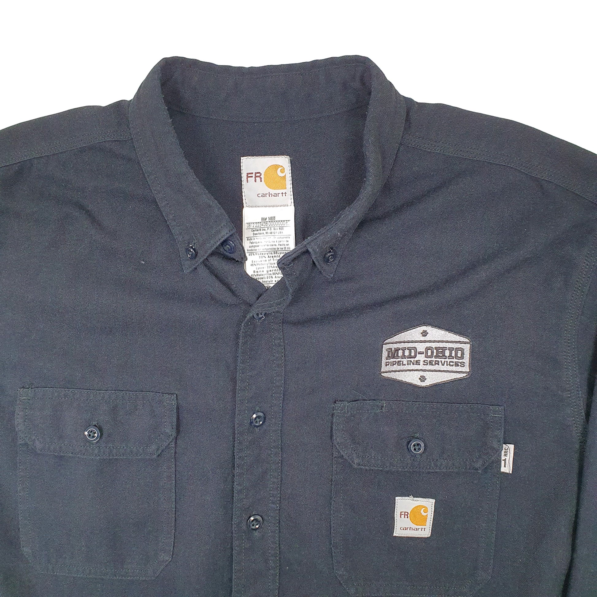 Mens Navy Carhartt FR Shacket Workwear Long Sleeve Shirt