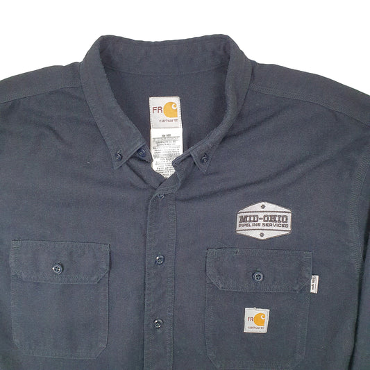 Mens Navy Carhartt FR Shacket Workwear Long Sleeve Shirt