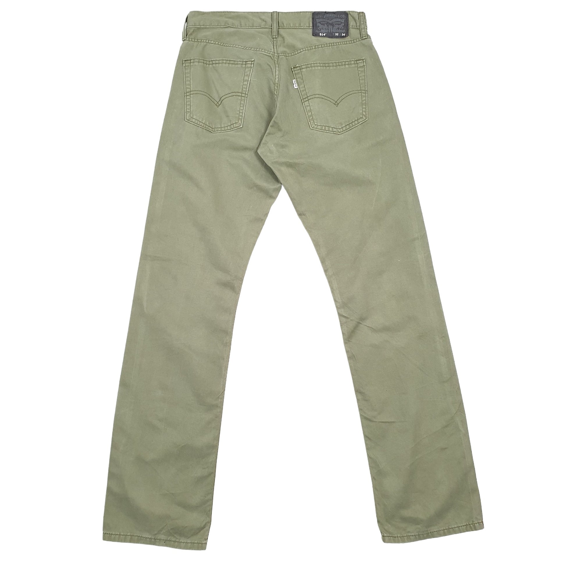 Mens Levis 514 Straight Green Chino Trousers W32 L34 Green