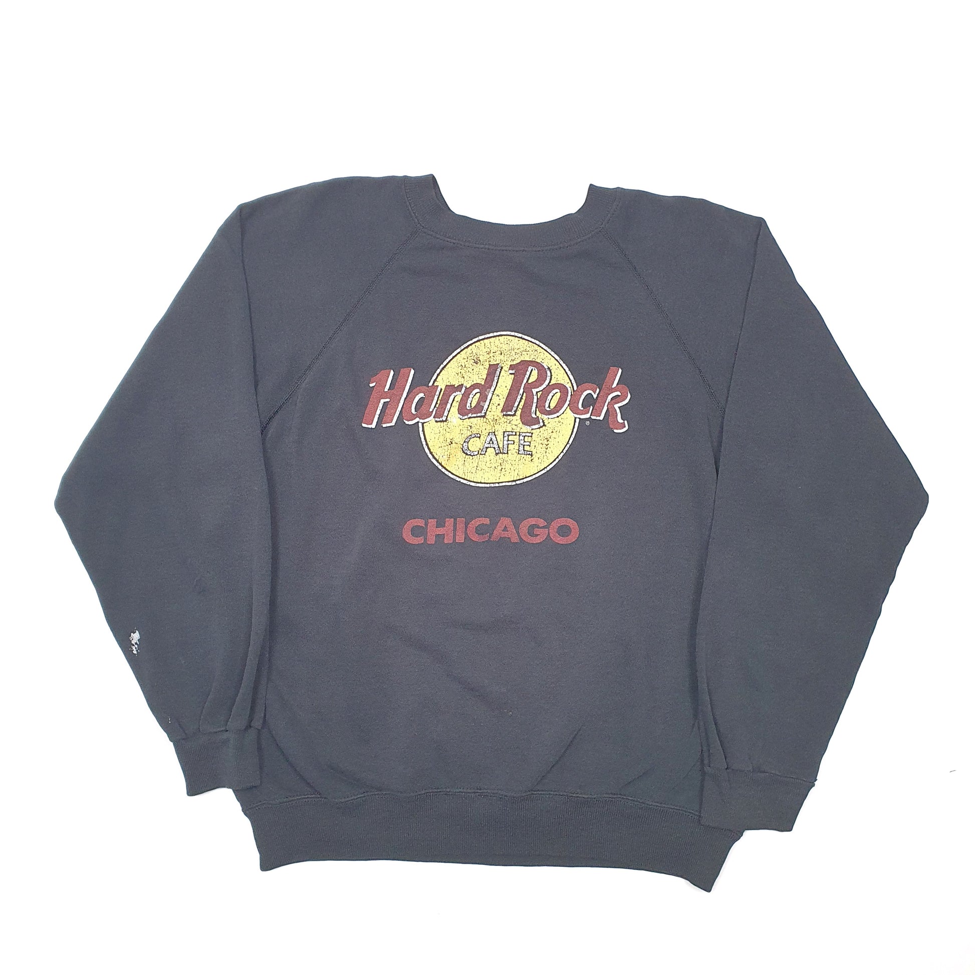 Mens Black Hard Rock Cafe Chicago Vintage Crewneck Jumper