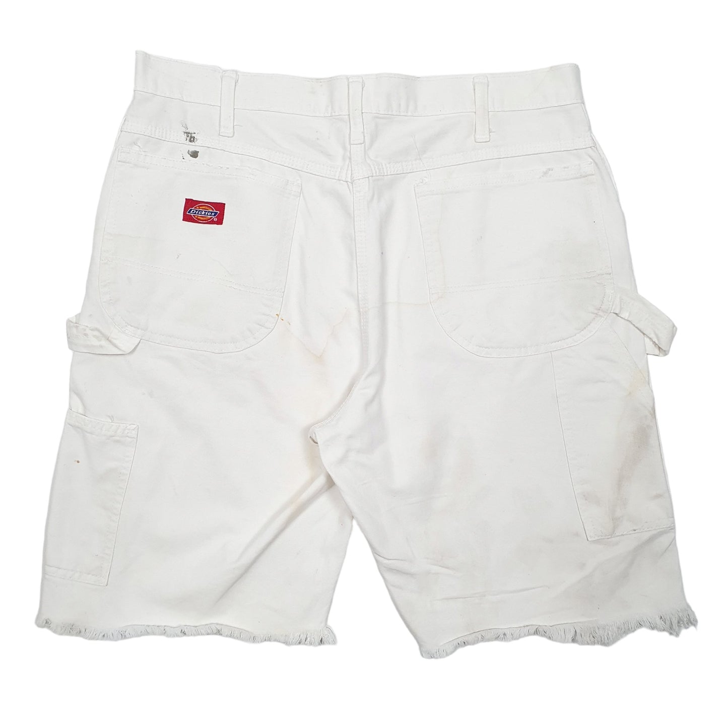 Mens White Dickies Cut Offs Carpenter Painter Workwear Denim Shorts