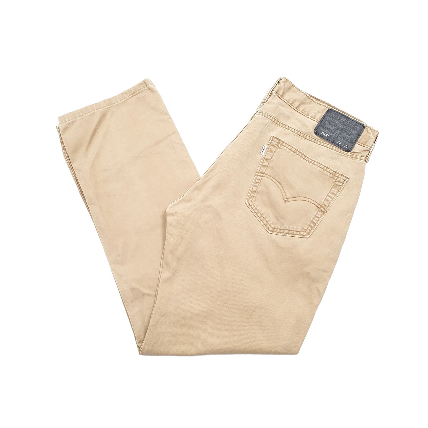 Mens Levis 514 Straight Leg Beige Chino Trousers W35 L30 Beige