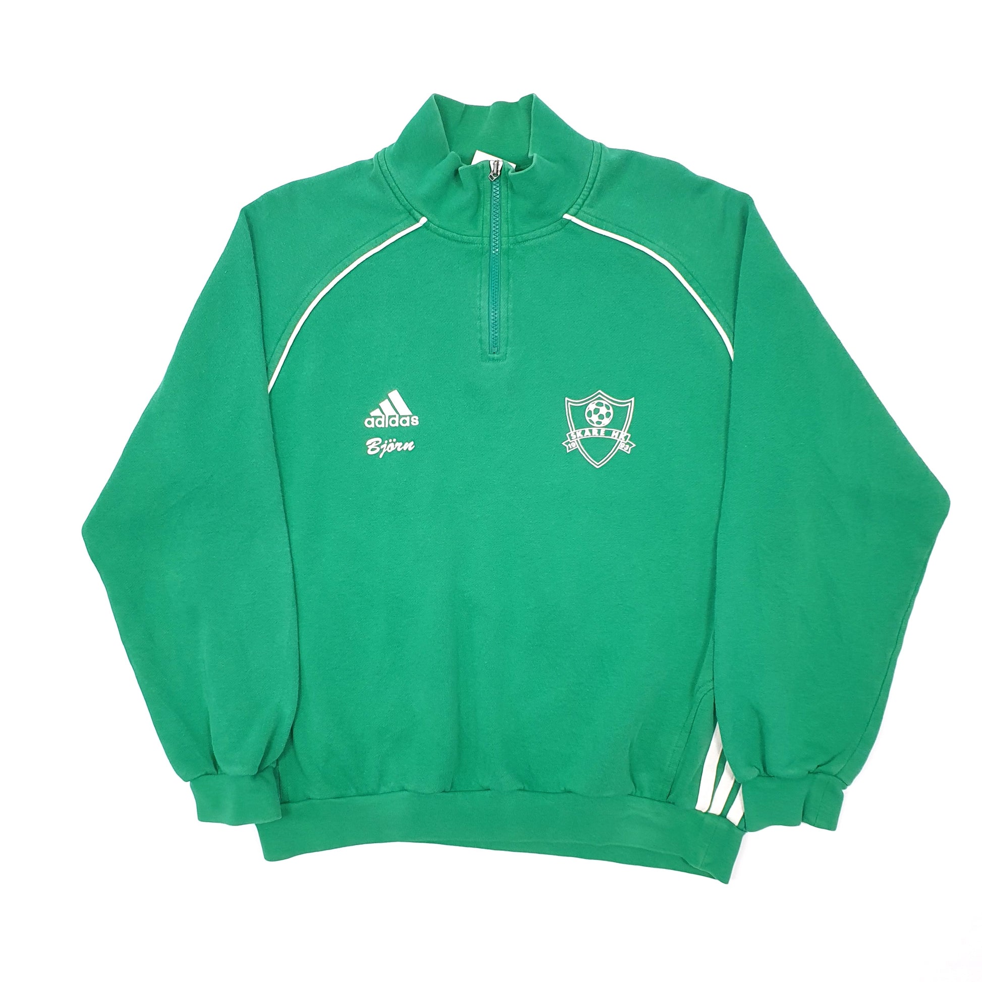 Mens Green Adidas Vintage Handball Quarter Zip Jumper