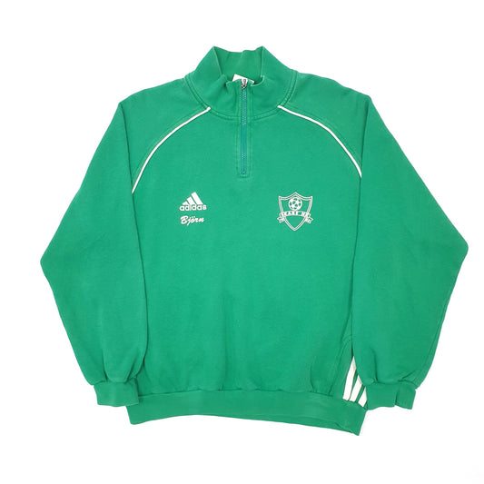Mens Green Adidas Vintage Handball Quarter Zip Jumper