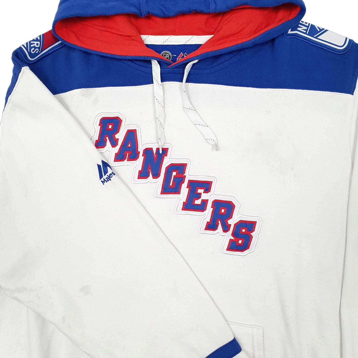 Mens White NHL New York Rangers Majestic USA Hockey Hoodie Jumper