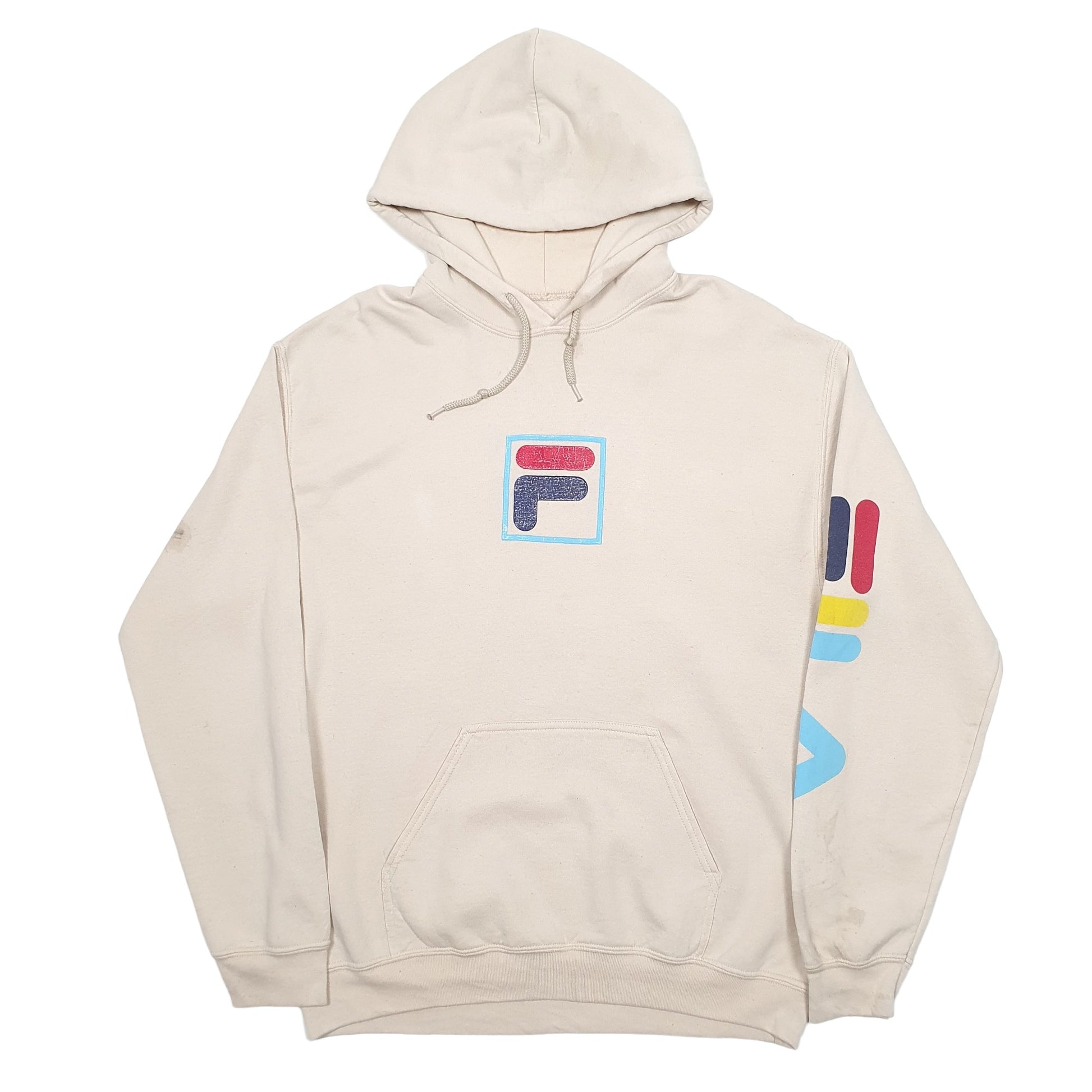 Mens Beige Fila Spellout Hoodie Jumper