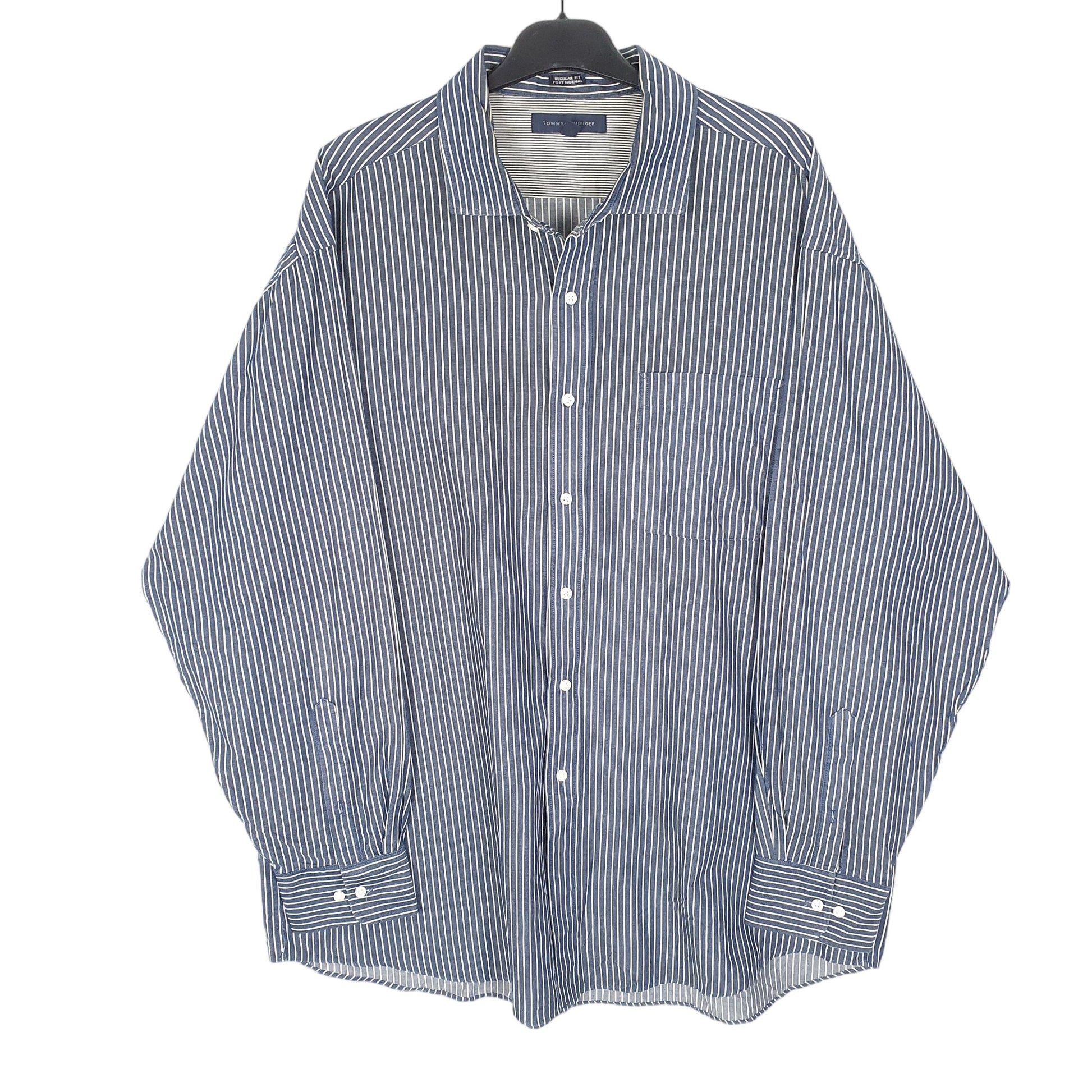 Tommy Hilfiger Long Sleeve Regular Fit Striped Shirt Navy