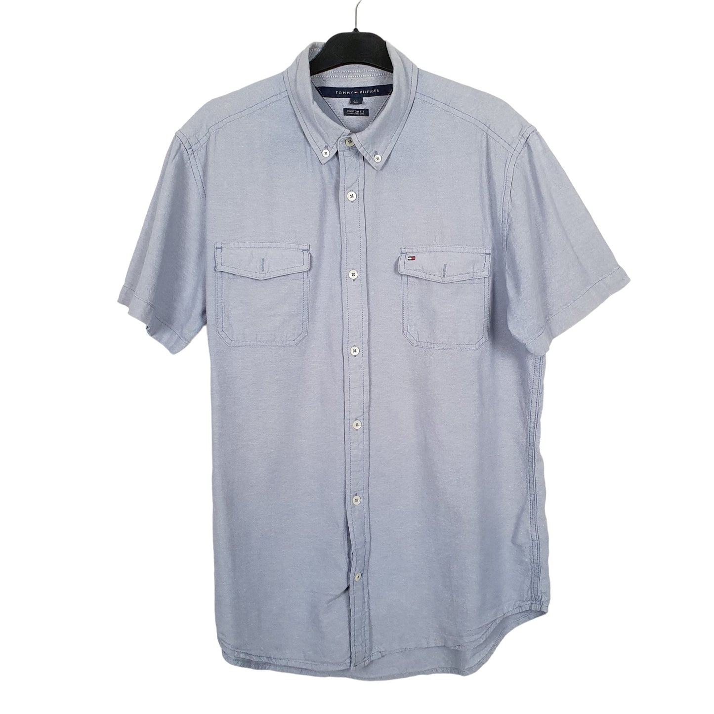 Tommy Hilfiger Short Sleeve Custom Fit Shirt Blue