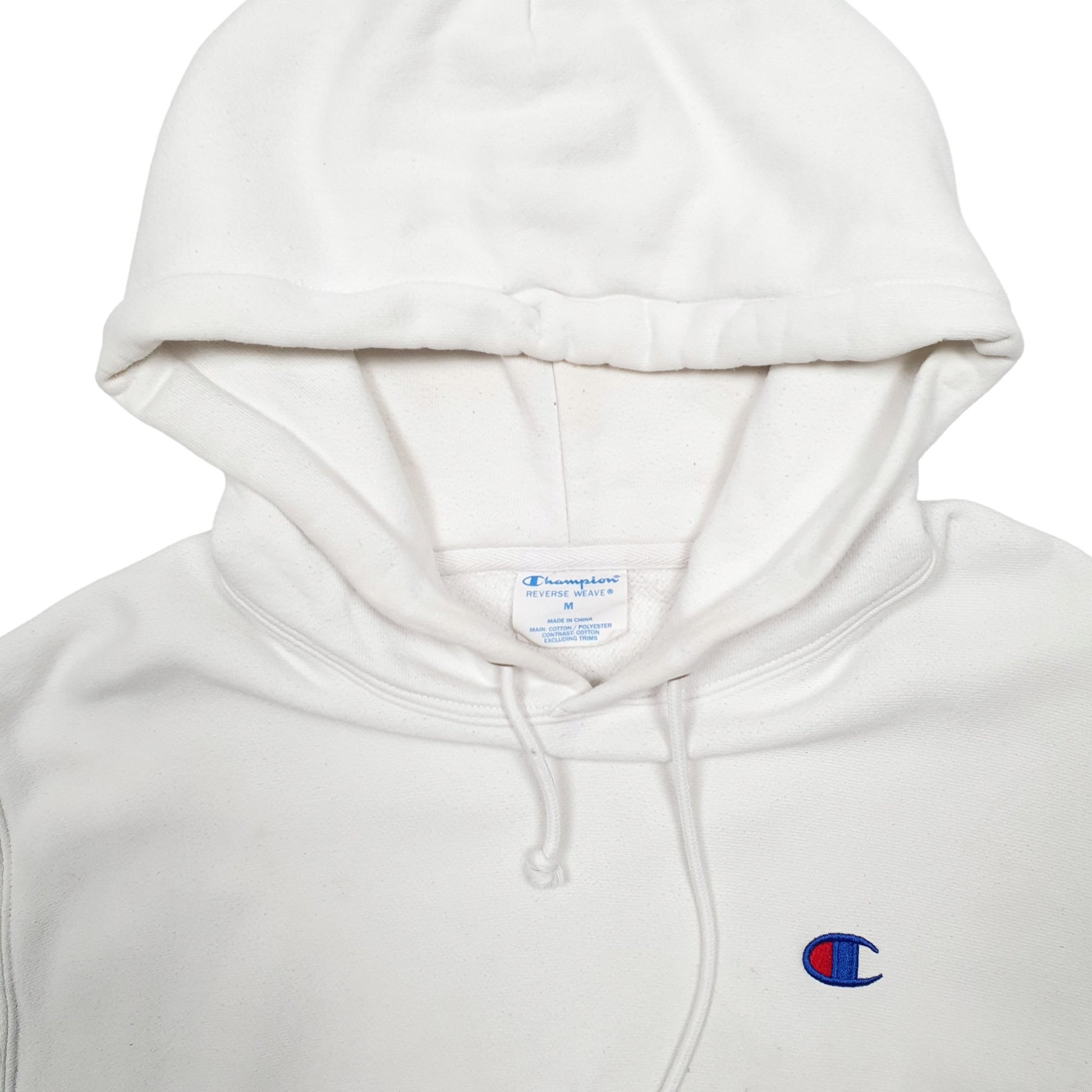 Mens White Champion Reverse Weave Hoodie Jumper