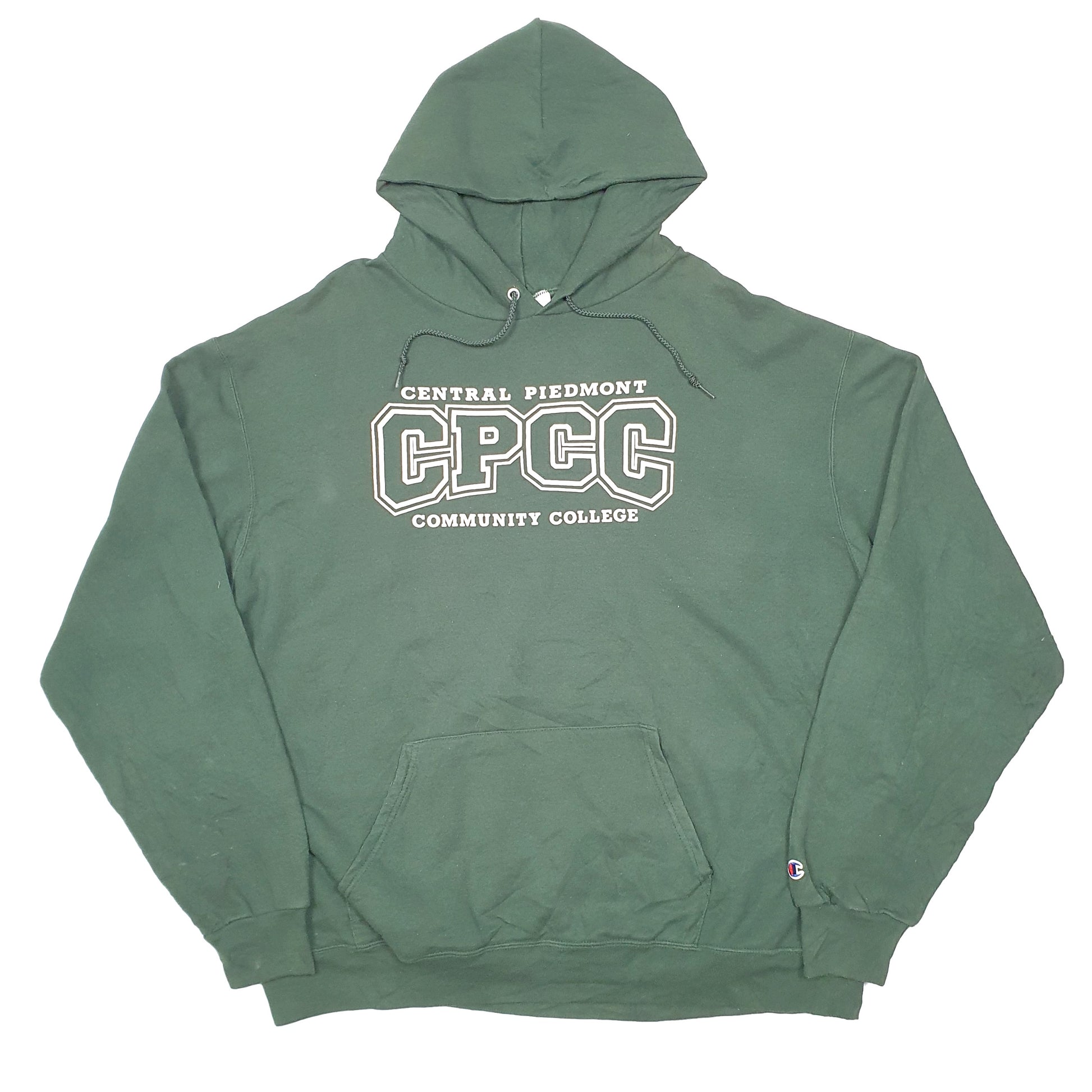Mens Green Champion Piedmont Community College  CPCG Hoodie Jumper