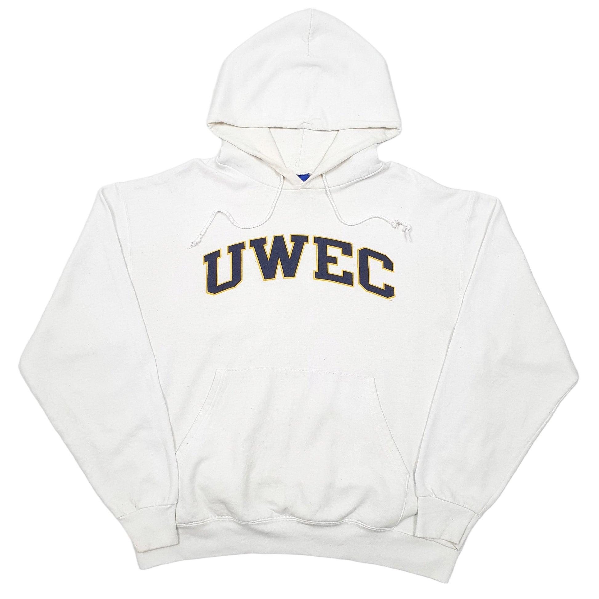 Mens White Champion UWEC University Of Wisconsin Eau Claire Hoodie Jumper