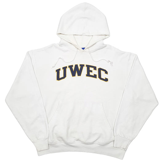 Mens White Champion UWEC University Of Wisconsin Eau Claire Hoodie Jumper