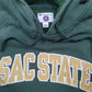 Womens Green Champion California State University Sacremento Spellout Hoodie Jumper