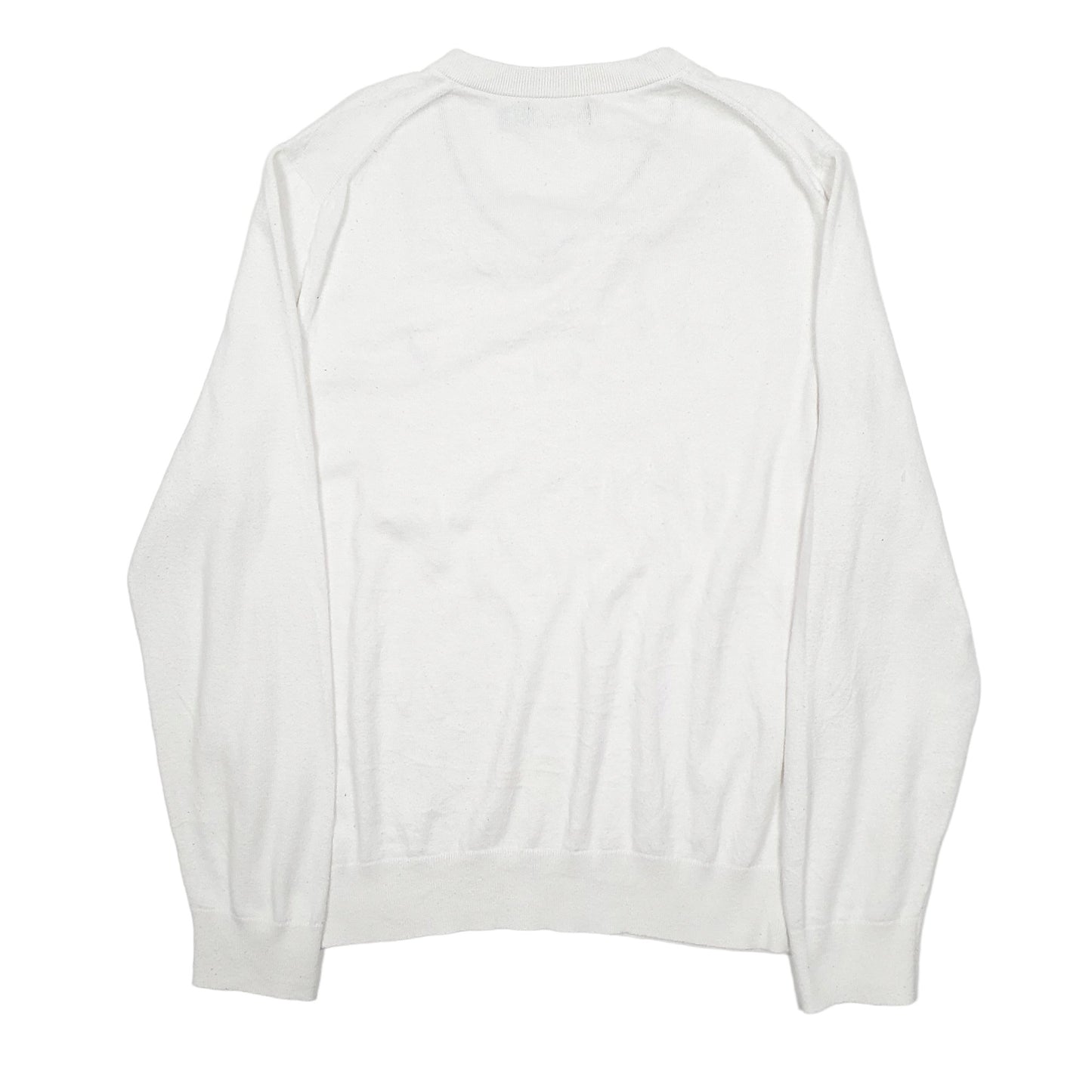 Mens White Nautica Knit V Neck V Neck Jumper