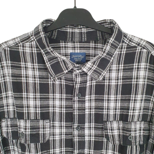 Faded Glory Flannel Shacket Overshirt Long Sleeve Regular Fit Check Shirt Black