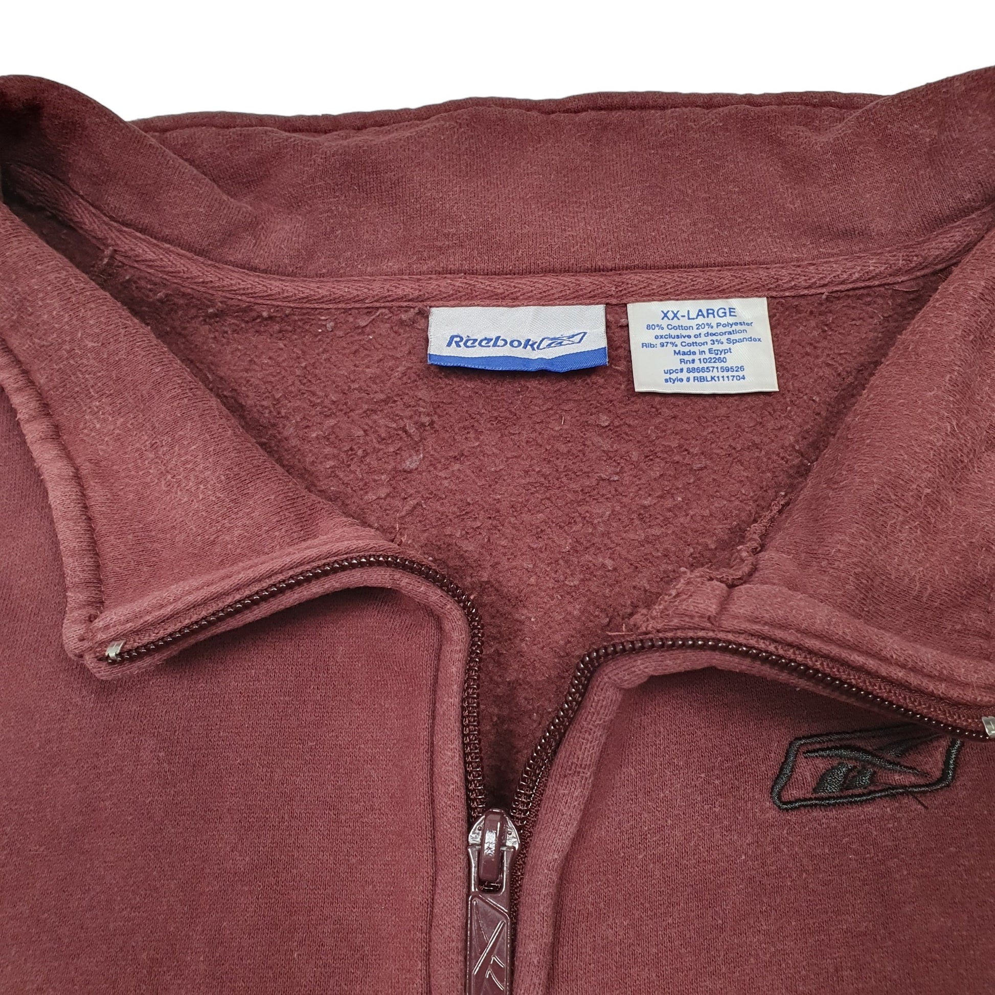 Mens Burgundy Reebok Sweater Sweatshirt Quarter Zip Jumper