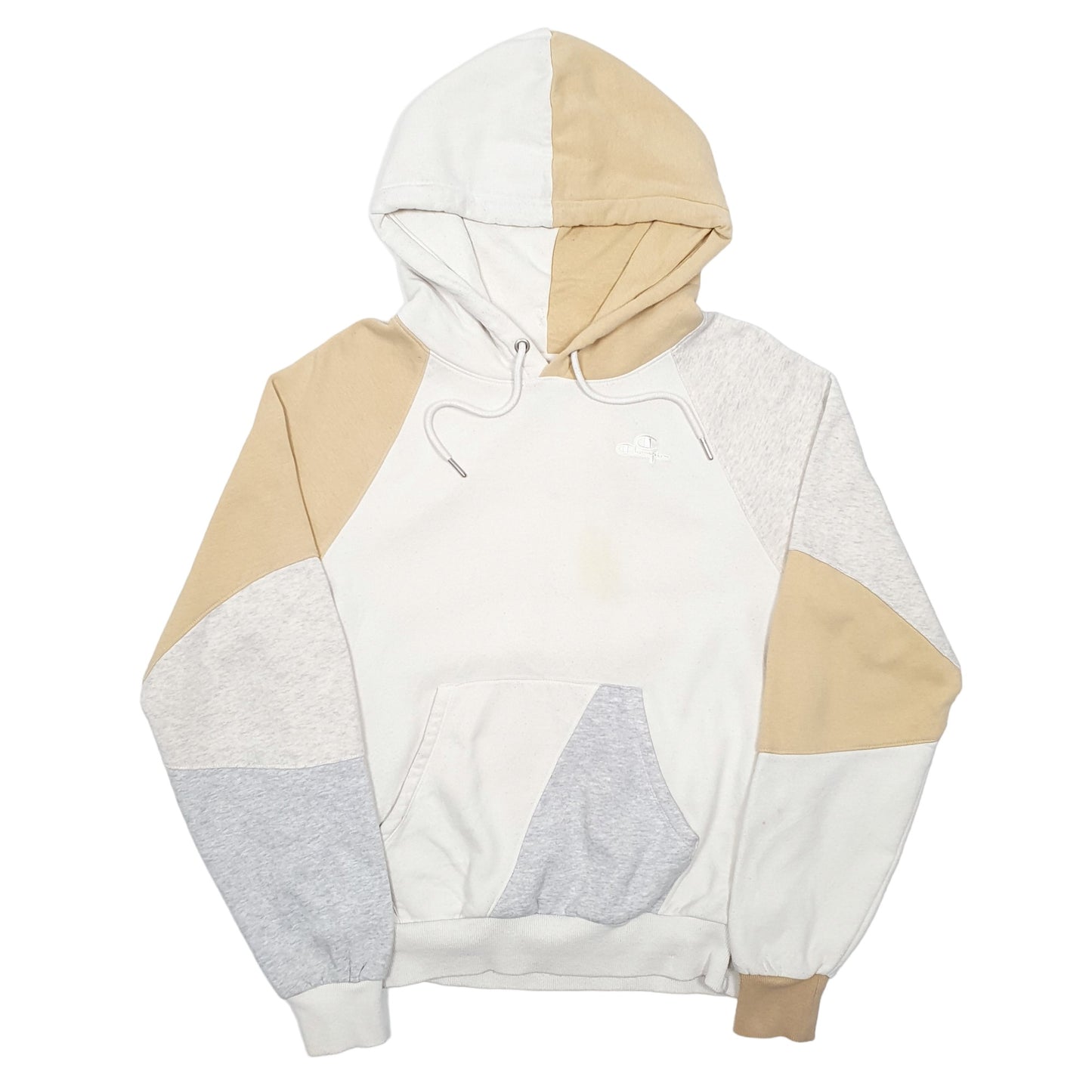Mens Cream Champion Panelled Hoodie Jumper