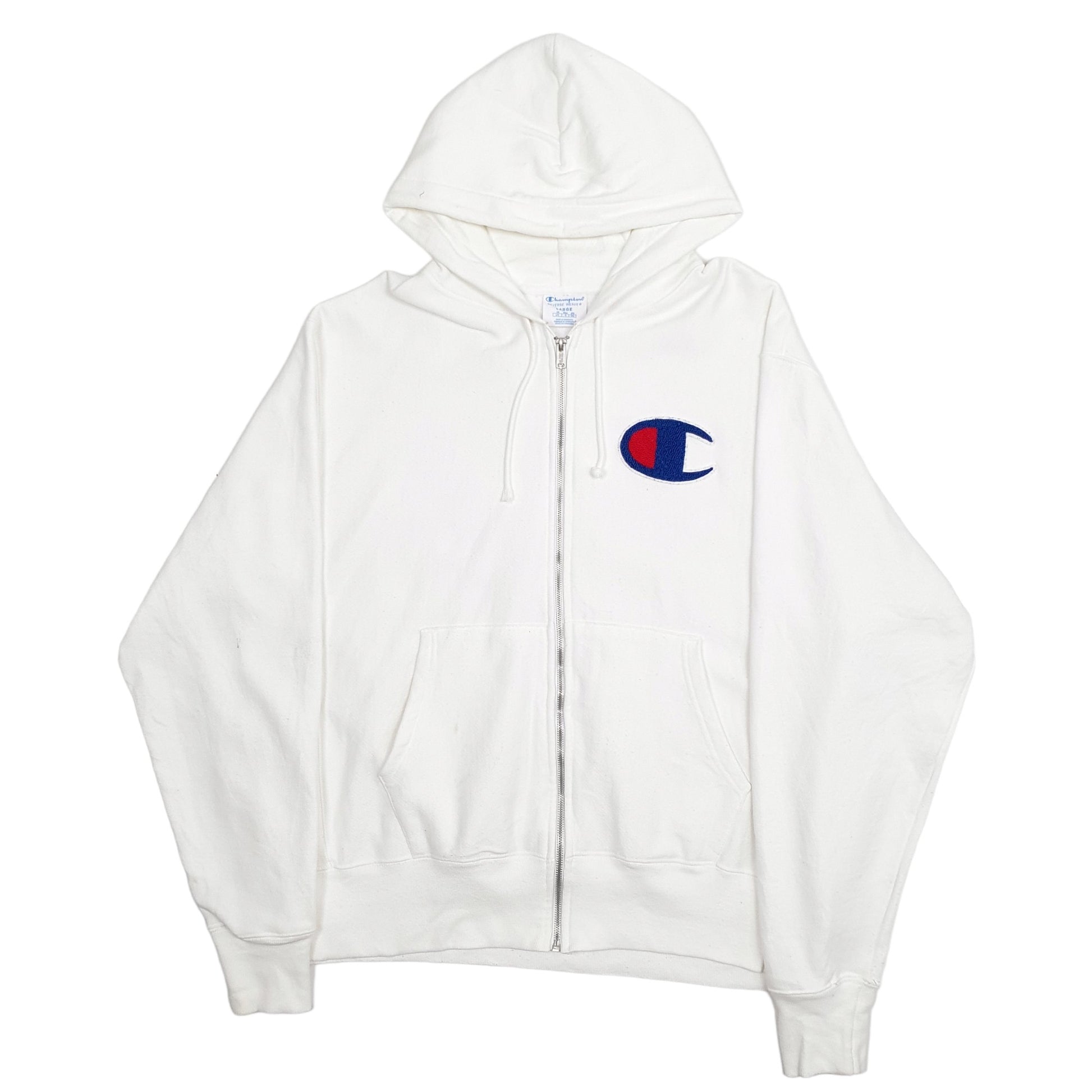 Mens White Champion Reverse Weave Full Zip Jumper