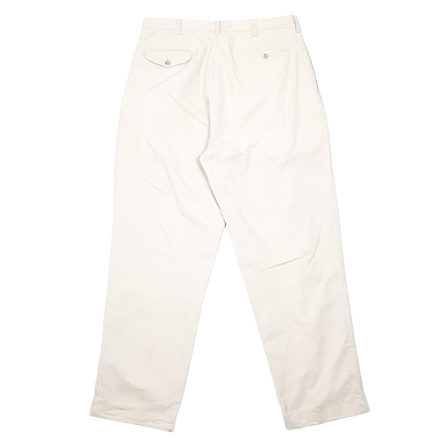 Mens Polo Ralph Lauren Double Pleated Beige Chino Trousers W36 L30 Beige