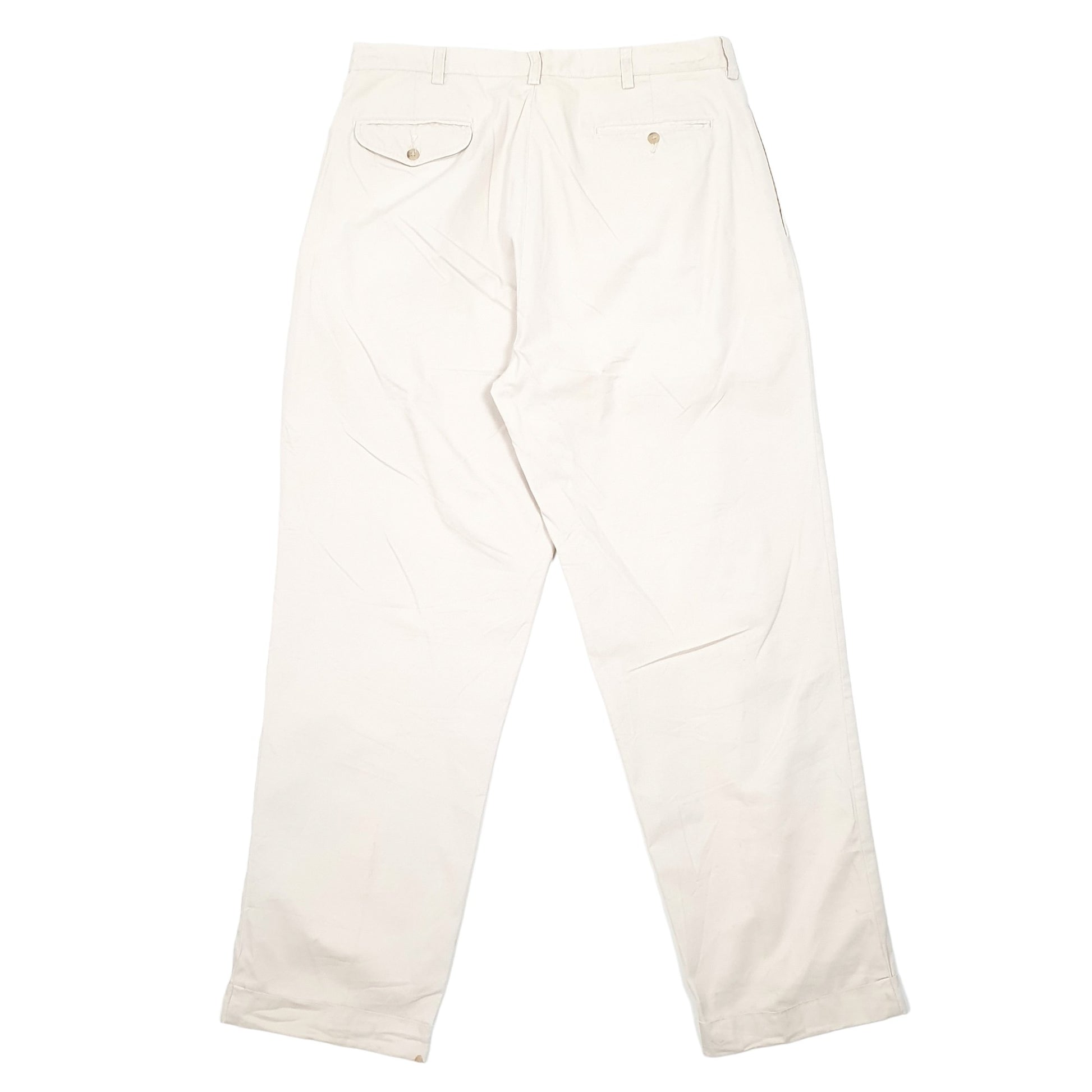 Mens Polo Ralph Lauren Double Pleated Beige Chino Trousers W36 L30 Beige