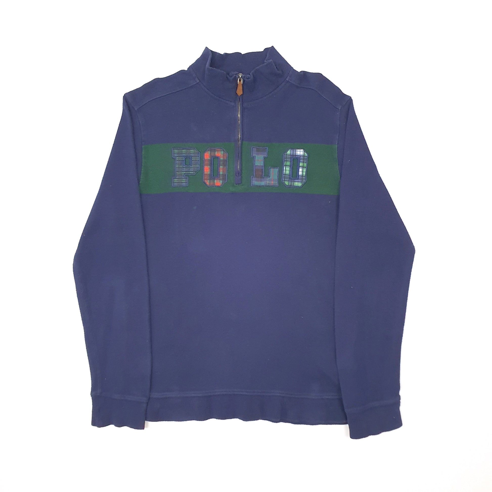 Mens Navy Polo Ralph Lauren Spellout Quarter Zip Jumper