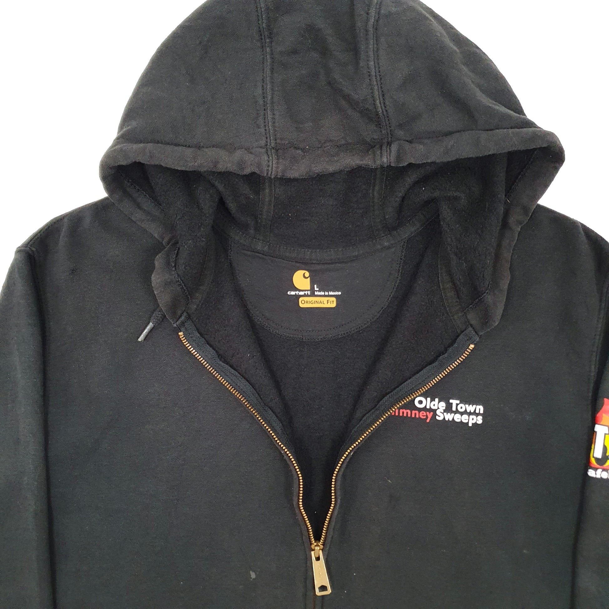 Mens Black Carhartt Hoodie Workwear Full Zip Jumper