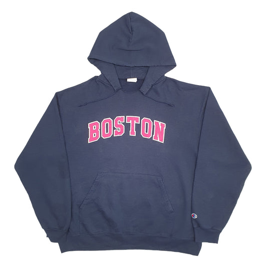 Mens Navy Champion Boston USA College Hoodie Jumper
