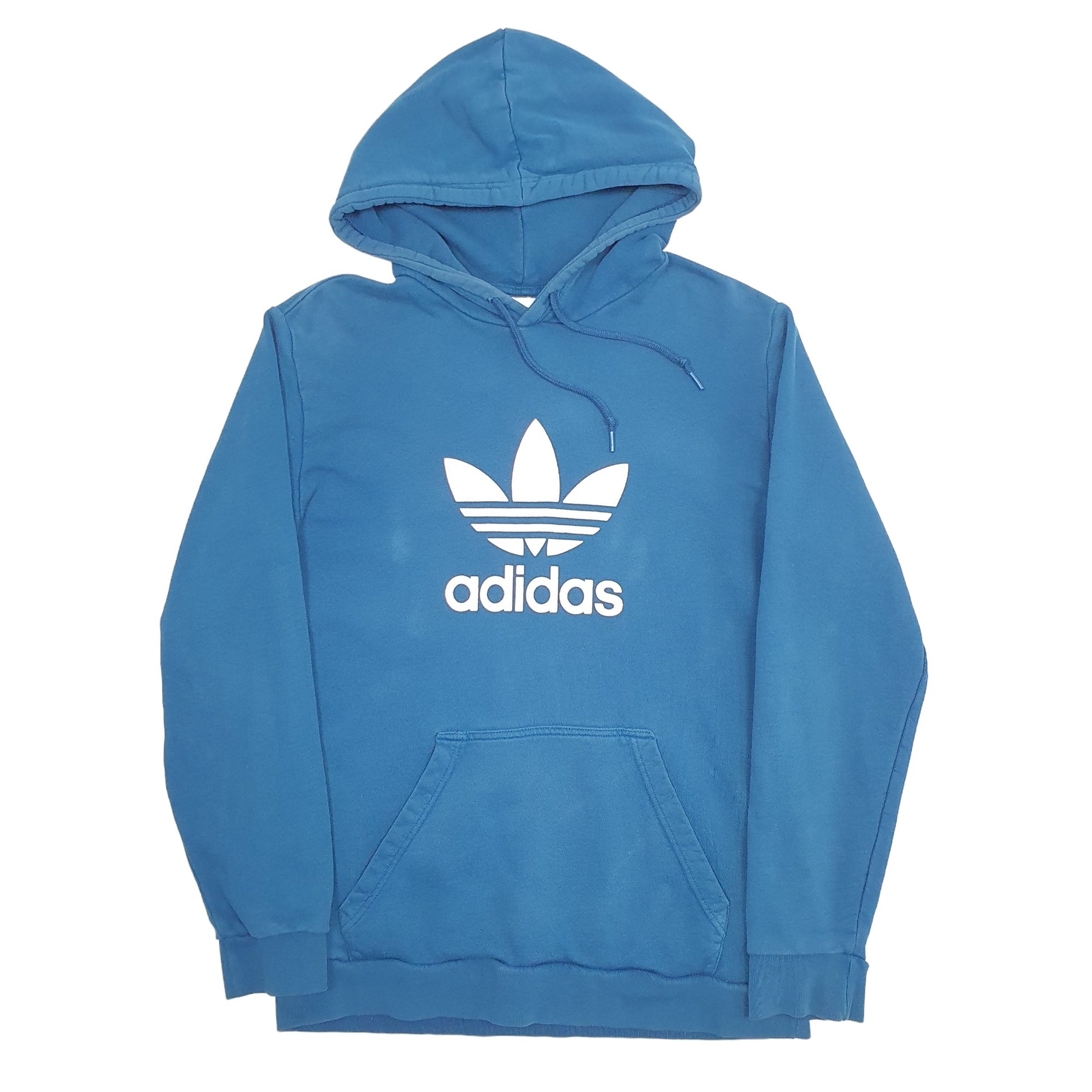 Mens Blue Adidas Spellout Hoodie Jumper