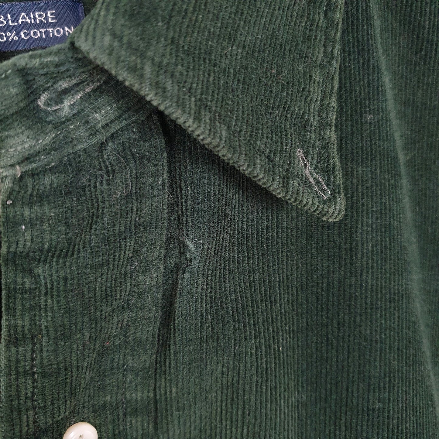 Ralph Lauren Corduroy Long Sleeve Blaire Fit Shirt Green