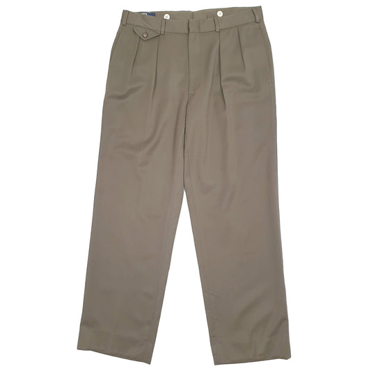 Mens Khaki Polo Ralph Lauren Vintage Double Pleated Chino Trousers