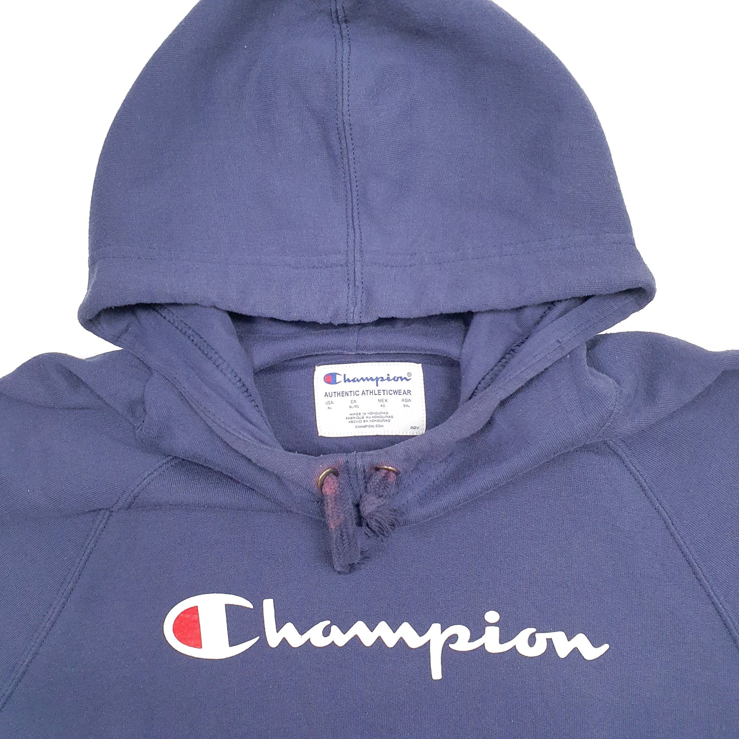 Mens Navy Champion Spellout Hoodie Jumper