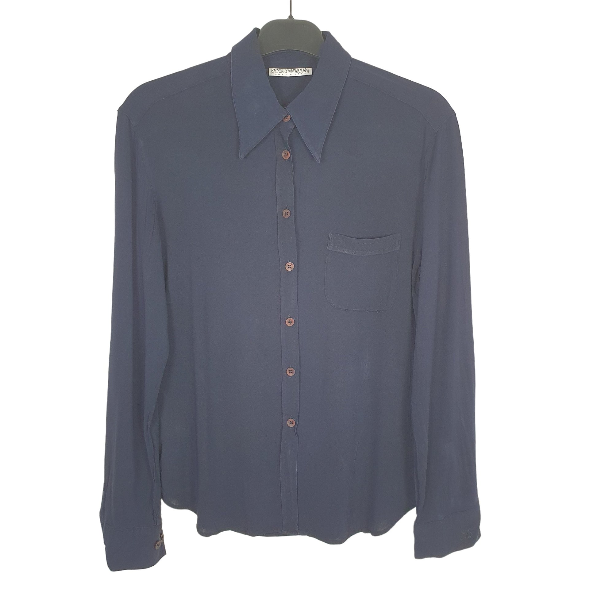 Armani Long Sleeve Regular Fit Shirt Navy