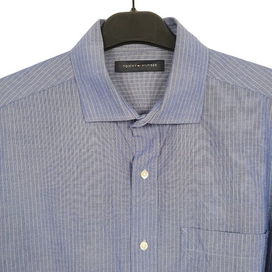 Tommy Hilfiger Long Sleeve Regular Fit Pinstripe Shirt Blue